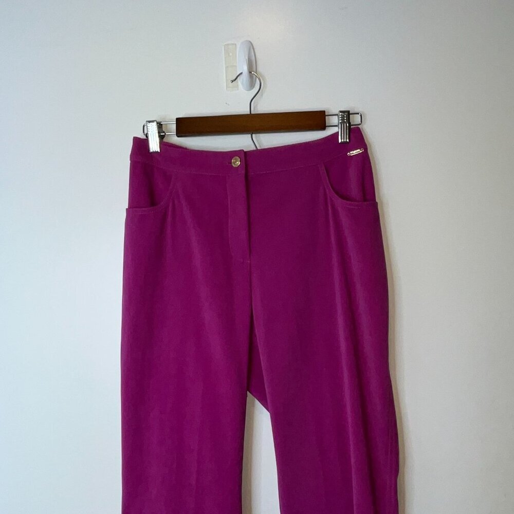 St. Johnn Marie Fuchsia Raspberry Lamb Suede SILK Pants Size 8 - Picture 3 of 12
